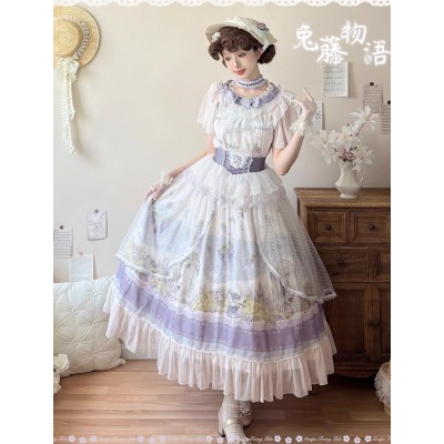 Yingluofu Rabbit Vine Story Grape-Themed Top Skirt and Choker Set(Pre-Made/Full Payment Without Shipping Cost)